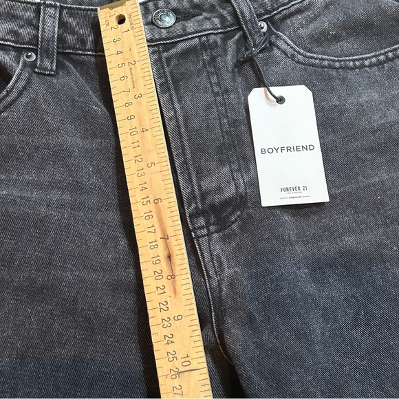 Button fly Boyfriend jeans Sz 26 Distressed Black high rise wide leg - Picture 8 of 12